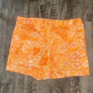 Michaels Orange Bermuda Shorts with Vintage Floral Print